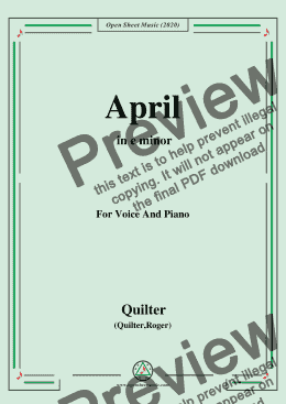 page one of Quilter-April in e minor,for Voice and Piano