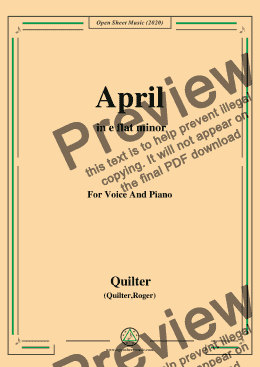 page one of Quilter-April in e flat minor,for Voice and Piano