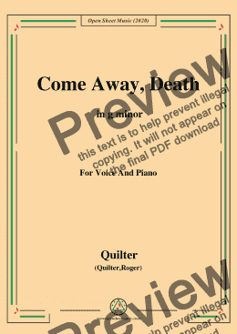 page one of Quilter-Come Away,Death in g minor,for Voice and Piano