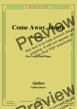 page one of Quilter-Come Away,Death in d minor,for Voice and Piano