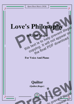 page one of Quilter-Love's Philosophy in G flat Major,for Voice and Piano