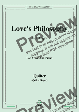 page one of Quilter-Love's Philosophy in F Major, for Voice and Piano