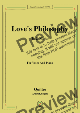 page one of Quilter-Love's Philosophy in G Major,for Voice and Piano