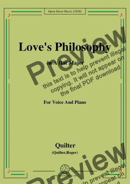 page one of Quilter-Love's Philosophy in A flat Major,for Voice and Piano