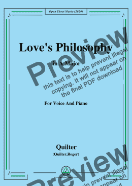 page one of Quilter-Love's Philosophy in A Major,for Voice and Piano