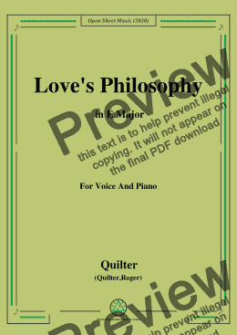 page one of Quilter-Love's Philosophy in E Major,for Voice and Piano