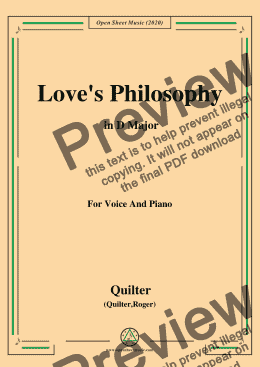 page one of Quilter-Love's Philosophy in D Major,for Voice and Piano