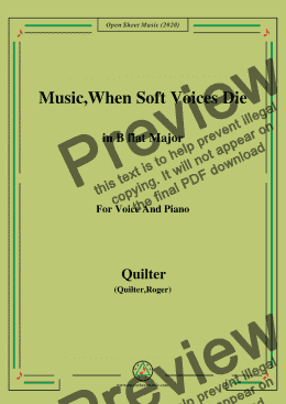 page one of Quilter-Music,When Soft Voices Die in B flat Major, for Voice and Piano