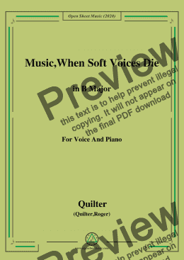 page one of Quilter-Music,When Soft Voices Die in B Major,for Voice and Piano