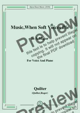 page one of Quilter-Music,When Soft Voices Diein A Major,for Voice and Piano