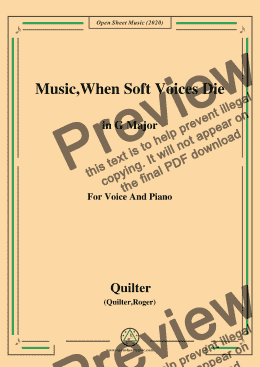 page one of Quilter-Music,When Soft Voices Die in G Major,for Voice and Piano