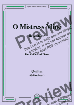 page one of Quilter-O Mistress Mine in G Major,for Voice and Piano