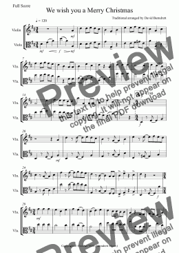 page one of We wish you a Merry Christmas for Violin and Viola Duet