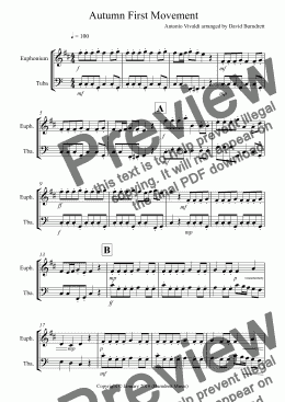 page one of Autumn (First Movement) for Euphonium and Tuba Duet