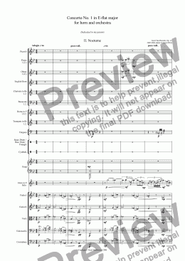 page one of Concerto No. 1 in E-flat major for horn and orchestra, Op. 12 - II. Nocturne