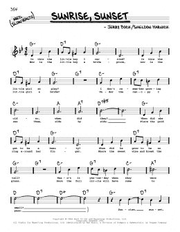 page one of Sunrise, Sunset (from Fiddler On The Roof) (High Voice) (Real Book – Melody, Lyrics & Chords)