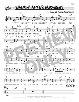 page one of Walkin' After Midnight (High Voice) (Real Book – Melody, Lyrics & Chords)