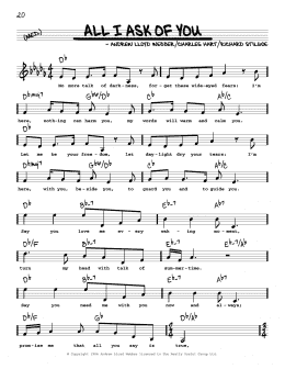 page one of All I Ask Of You (from Phantom Of The Opera) (High Voice) (Real Book – Melody, Lyrics & Chords)