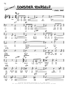 page one of Consider Yourself (from Oliver) (High Voice) (Real Book – Melody, Lyrics & Chords)