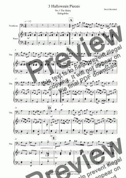 page one of 3 Halloween Pieces for Trombone and Piano