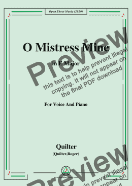 page one of Quilter-O Mistress Mine in E Major,for Voice and Piano