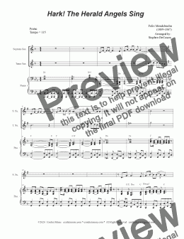 page one of Hark! The Herald Angels Sing (Duet for Soprano and Tenor Saxophone)