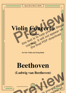 page one of Beethoven-Violin Concerto in D Major,Op.61,for Solo Violin and String Band