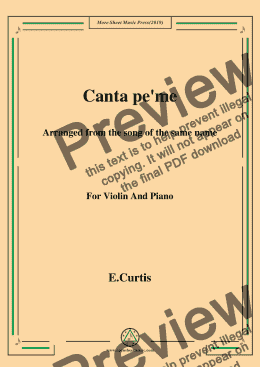 page one of De Curtis-Canta pe' me in e minor,for Violin and Piano