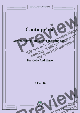 page one of De Curtis-Canta pe' me in e minor,for Cello and Piano