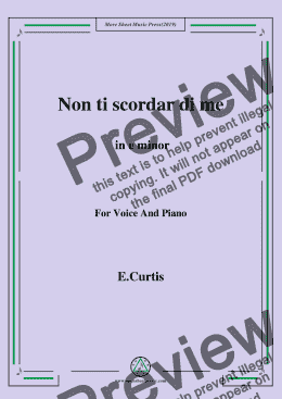 page one of De Curtis-Non ti scordar di me in e minor