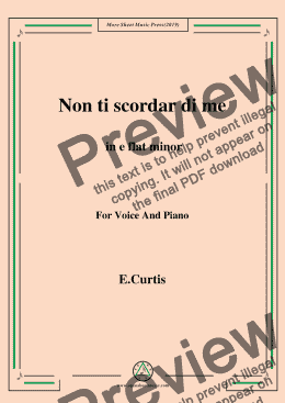 page one of De Curtis-Non ti scordar di me in e flat minor