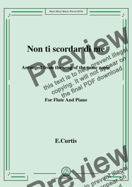 page one of De Curtis-Non ti scordar di me,for Flute and Piano