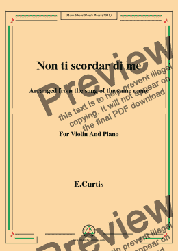 page one of De Curtis-Non ti scordar di me,for Violin and Piano