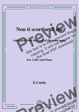 page one of De Curtis-Non ti scordar di me,for Cello and Piano