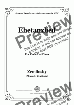 page one of Zemlinsky-Ehetanzlied,for Flute and Piano