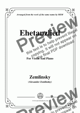 page one of Zemlinsky-Ehetanzlied,for Violin and Piano