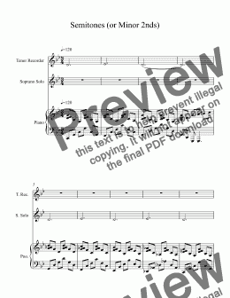 page one of Sight Reading: Interval Recognition: Semitones (or Minor 2nds)