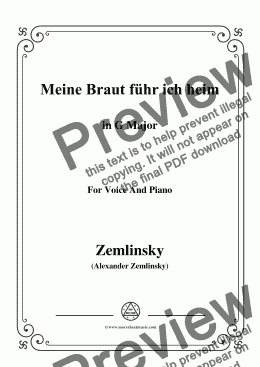 page one of Zemlinsky-Meine Braut führ ich heim in G Major