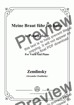 page one of Zemlinsky-Meine Braut führ ich heim in F sharp Major