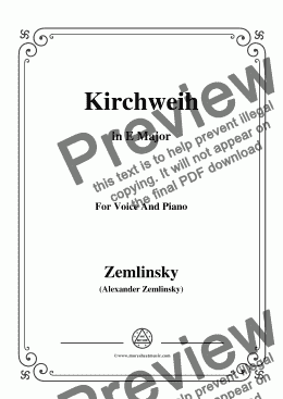 page one of Zemlinsky-Kirchweih in E Major