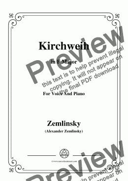 page one of Zemlinsky-Kirchweih in F Major