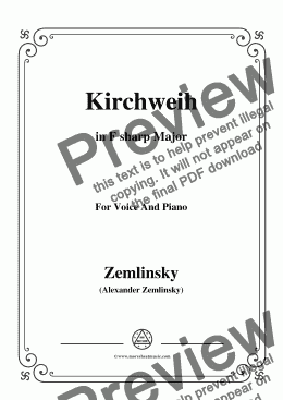 page one of Zemlinsky-Kirchweih in F sharp Major