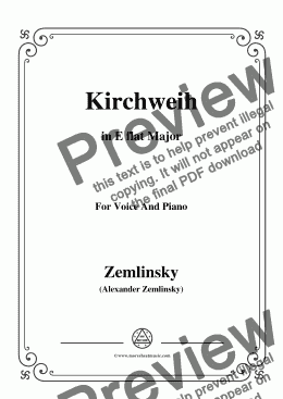 page one of Zemlinsky-Kirchweih in E flat Major