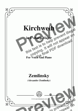 page one of Zemlinsky-Kirchweih in C sharp Major