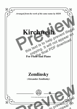 page one of Zemlinsky-Kirchweih,for Flute and Piano