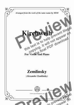 page one of Zemlinsky-Kirchweih,for Violin and Piano