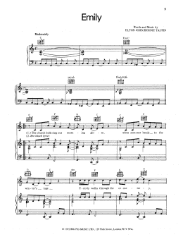 page one of Emily (Piano, Vocal & Guitar Chords (Right-Hand Melody))