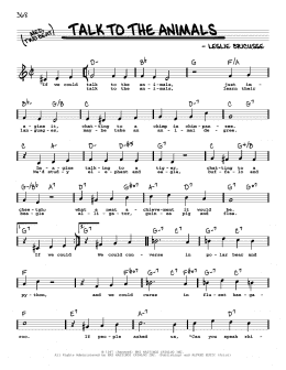 page one of Talk To The Animals (High Voice) (Real Book – Melody, Lyrics & Chords)