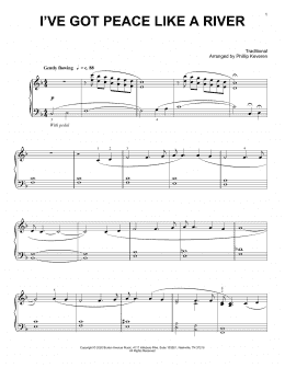 page one of I've Got Peace Like A River (arr. Phillip Keveren) (Piano Solo)