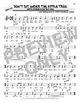 page one of Don't Sit Under The Apple Tree (With Anyone Else But Me) (High Voice) (Real Book – Melody, Lyrics & Chords)